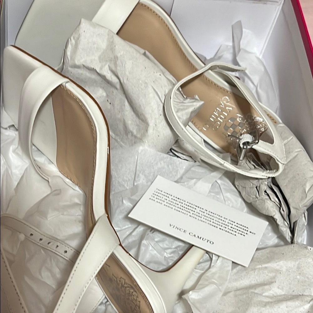 Vince Camuto White Crystal Embellished Heels